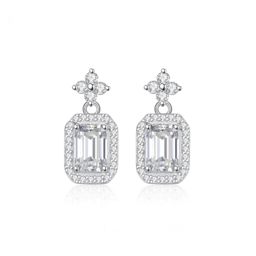 14K Gold 1.2ct Diamond Drop Earrings for Women, Emerald Cut VVS1 D-Color (18K Gold)