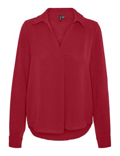 VERO MODA VMALVA L/S Collar Top WVN GA, Salsa, XS