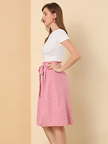 Allegra K Women's Vintage Belted Elastic High Waist A-Line Printed Midi Skirt4
