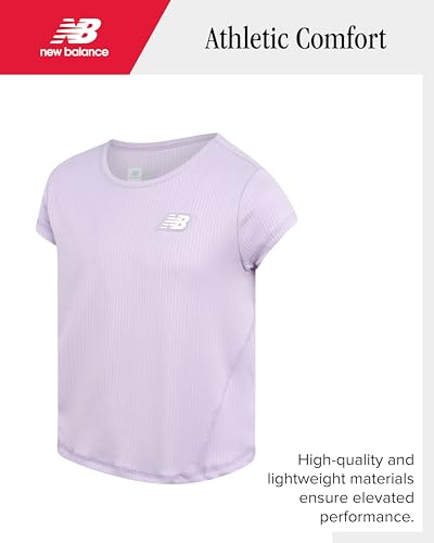 Image of New Balance Girls 2-Piece Performance Short Sleeve T-Shirt & Athletic Skort | Moisture-Wicking Fabric, Keyhole Back, Built-In Shorts Coverage, Elastic Waistband, Tennis & Golf Ready, Sizes 7-12