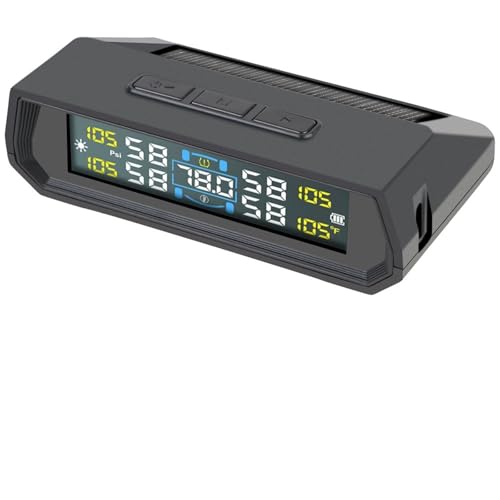 FJLKGDSP Sistemas de Alarma Seguridad for automóviles con Pantalla Temperatura integrada, Sistema monitoreo neumáticos Universal USB/Solar TPMS(Interior)