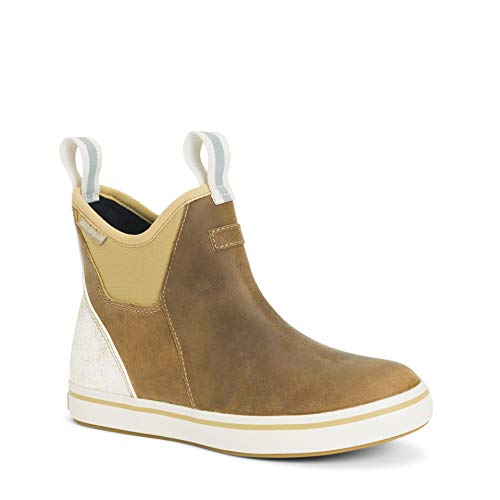 Image of XTRATUF Women's Leather Ankle Deck Boot, Color: Taupe /Scales, Size: 6 (XWAL-901-TAN-060)