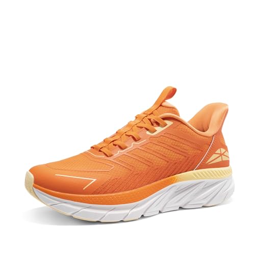 Men's Slip On Walking Shoes Running Comfortable Tennis Breathable Non Slip Athletic Gym Workout Cross Training Fashion Sneakers 8.5 Orange