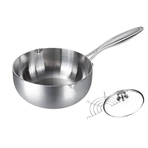 Sauce pan 304 Stainless Steel Frying pan Small Milk Pot Household Multi-Function Noodle Pot uncoated Auxiliary Food Pot (Color : 24cm/9.4in-with Cover)