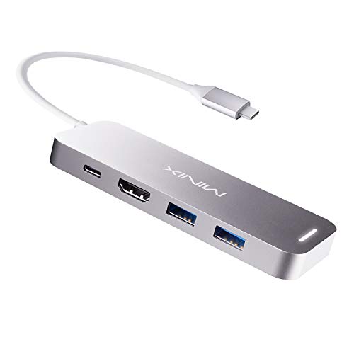 MINIX M.2 SSD Storage Adapter, Aluminium USB-C Multiport SSD Storage Hub with HDMI [4K @ 30Hz], 2 x USB 3.0 and USB-C for Power Delivery, Compatible with Apple MacBook. (240GB+Space Gray)
