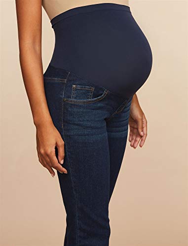 Motherhood Maternity Women's Maternity Indigo Blue Deep Cuff Secret Fit Belly Crop Denim Jean, Dark Wash, Medium #TOP3