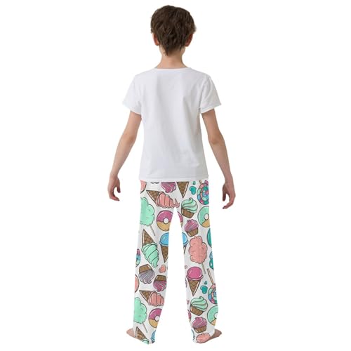 Ice Cream Donut Boys Long Pants Soft Trousers Elastic Waist Kids Lounge Bottoms with Pockets S-XL3