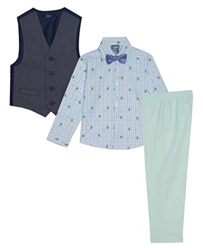 Image of IZOD Boys' 4-piece Formal Dress Up Suit Set, Vest, Pants, Collared Shirt, and Tie
