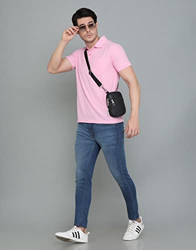 Image of INKKR Men's Polo Neck Half Sleeve Cotton Blend Regular Fit T-Shirt With Pocket