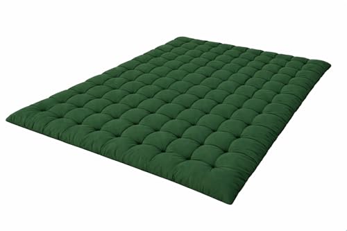 Image of ATOOTFUSION Soft Cotton Quilt | Foldable Light Weight Filled Single Firm Cotton Quilt Mattress| Gadda (Solid Coloured, Sleeping Capacity, 6 x 6 ft or 72 x 72 Inches) Double Bed (Bottle Green)
