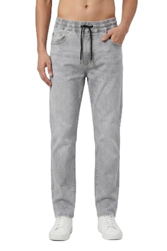 Image of Men's Denim Lower (Track Pants - Soft Fabric with Elastic Waist, Cotton Twill, Casual Wear, Regular Fit, Full Length for Gym, Exercise, Yoga)