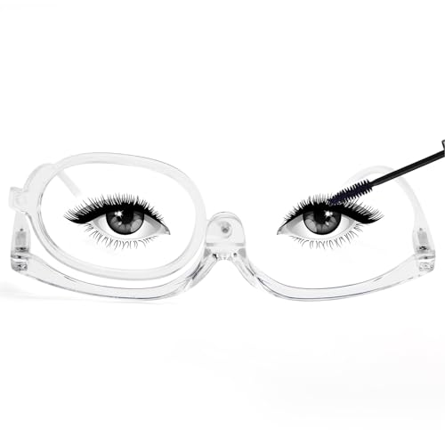 MMOWW Maquillaje Gafas de Lectura para Mujer, Flip Rotación Anteojos De Aumento, Gafas de Lectura Portatiles Lectura Plegable Gafas (Transparente, +1.5)