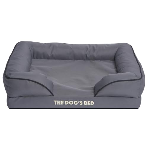 The-Dogs-Bed-Orthopedic-Egg-Crate-Foam-Waterproof-Dog-Bed-with-Standard-Support-Medium-Grey-with-Black-Trim-Waterproof-Supportive-Dog-Bed-with-Replaceable-Covers-Veterinary-Approved The Dogs Bed Orthopedic Egg Crate Foam Waterproof Dog Bed with Standard Support Medium Grey with Black Trim Waterproof Supportive Dog Bed with Replaceable Covers Veterinary Approved