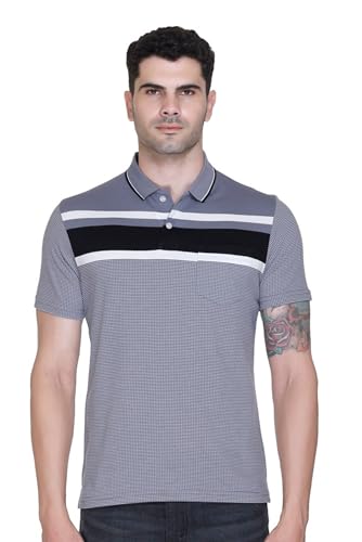 Image of SANE ORIGINALS T-Shirt for Men with Pocket || Textured Striped Polo for Men