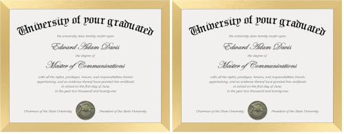 Image of upsimples Certificate Frame, 8.5 by 11 Diploma Frames, 2 Pack, Gold