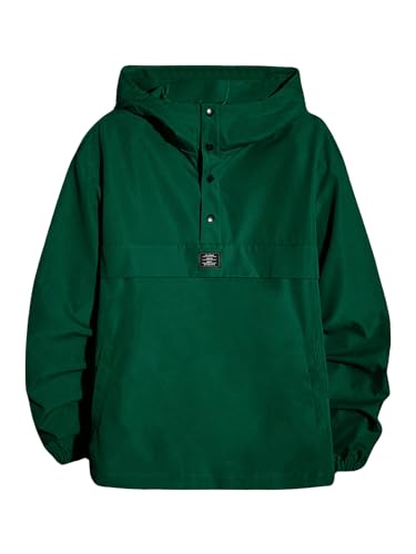 GORGLITTER Men's Half Button Windbreaker Jacket Long Sleeve Pocket Golf Running Athletic Jacket Pullover