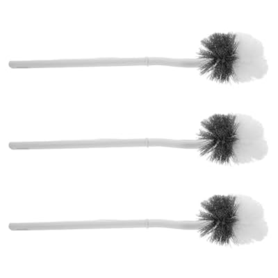 MOBUTOFU 3pcs Curved Toilet Brush with Long Handle – 15.7inch Under Rim Scrubber for Deep Bathroom Cleaning – Household Toilet Cleaning Accessories