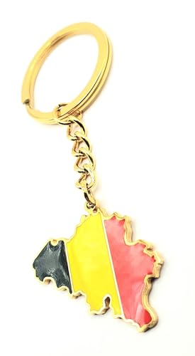 SNS Components Porte-clés en métal émaillé avec drapeau de la Belgique belge Europe Europe, multicolore, taille unique