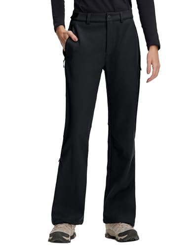 Pioneer Camp Womens Snow Fleece Lined Ski Pants Hiking Waterproof Winter Flared Insulated Softshell Ankle Zip Pants