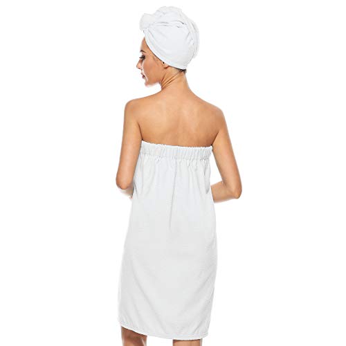 Image of Orrpally Women Shower Wrap Robe Bath Wrap Towel Spa Body Wrap Adjustable Closure Bathrobe