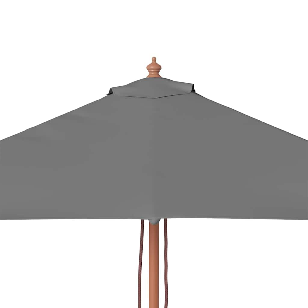 Ombrellone con palo in legno, nero, 150 x 200 cm, elegante ombrellone da giardino in legno con sistema a fune, stabile, rettangolare, per balcone e giardino