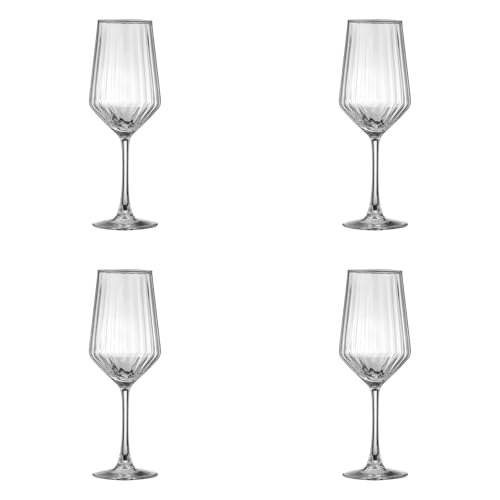 Ravenhead Luxe Set of 4 White Wine Glasses | 400ml Recycled Glass with Fluted Embossed Design | 40clElegant Wine Glass Set for Dining & Entertaining, Dishwasher Safe