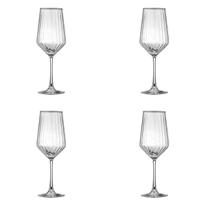 Ravenhead Luxe Set of 4 White Wine Glasses | 400ml Recycled Glass with Fluted Embossed Design | 40clElegant Wine Glass Set for Dining & Entertaining, Dishwasher Safe