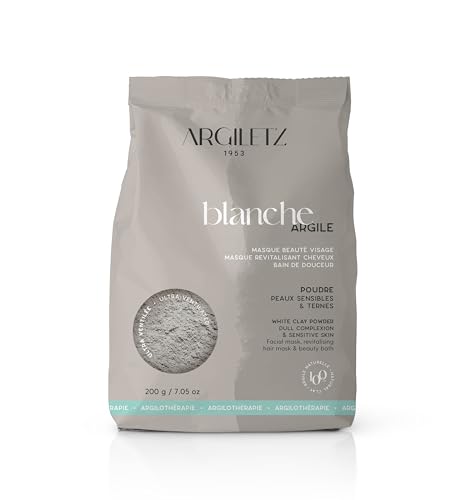 Argiletz Argile Blanche Ultra Ventilée 200g – Poudre Très Fine, Texture Douce – Soin Corps, Masque Visage, Cheveux, Cuir Chevelu, Bain – Peaux Mixtes À...