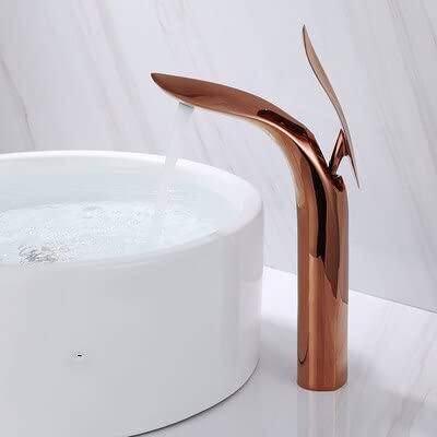Mitigeur de lavabo or rose en laiton haute qualité pour salle de bain moderne