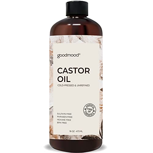 GOODMOOD Cold-Pressed Unrefined Castor Oil, 16 Fl Oz, Pure Vegan, Sulfate Paraben Hexane BPA Free, Made in USA