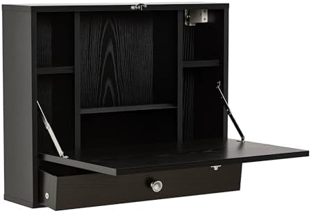 HOMCOM Wall Mounted Desk with Storage Shelves, Floating Desk with...