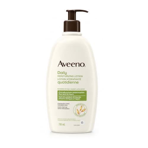 Aveeno Daily Moisturising Lotion 710ml 24-Hour Moisturisation Prebiotic Oat Formula Fragrance-Free Body Lotion for Normal to Dry Skin Non-Greasy Pack of 1