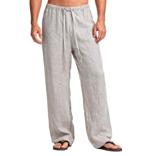 Amazhiyu Men's Pure Linen Loose Drawstring Pants — Amazon listing image