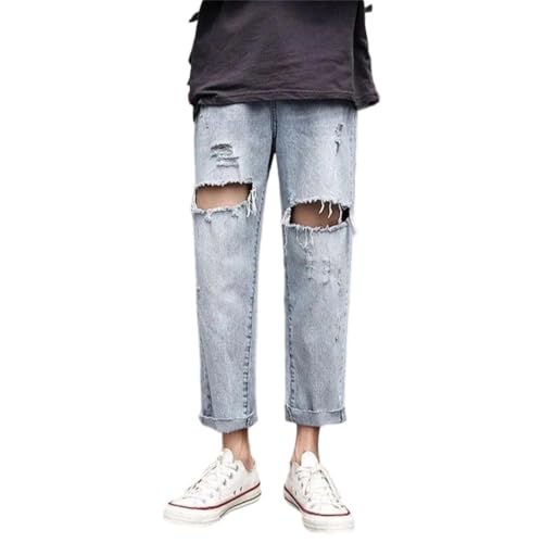 Men Cropped Jeans with Pockets Trousers Cowboy Pants