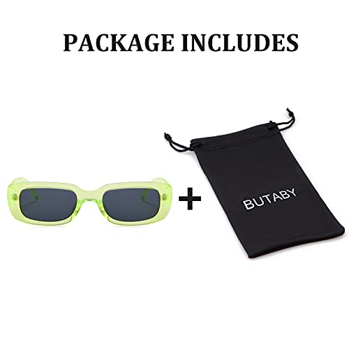 Image of BUTABY Rectangle Sunglasses for Women Retro Driving Glasses 90's Vintage Fashion Narrow Square Frame UV400 Protection