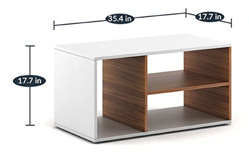 Image of MAMTA Decoration Engineered Wood Center Coffee Table with Storage for Living Room Home Wooden Tea Tables Furniture (Walnut and White)