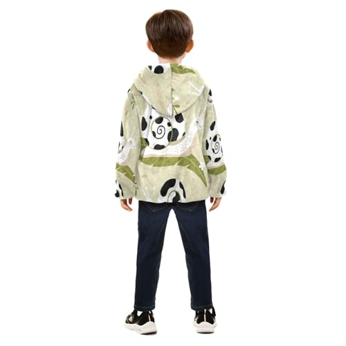 Cow Snail Pattern with Leaves Toddler Fleece Jacket Girl Boys Hooded Fleece Jacket Coat Warm Outwear Zip-up 3-10T4
