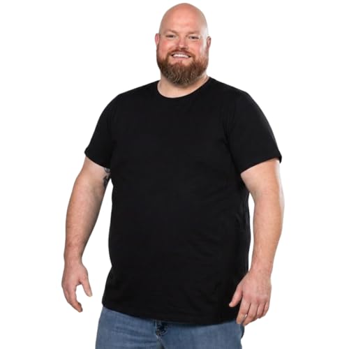 Alca Fashion T-Shirt Homme Grandes Tailles 2XL à 8XL - Col Rond Manches Courtes Basique - Coton Stretch Doux Respirant Coupe Ample Indéformable - pour Hommes Forts 8XL Noir – vue 2