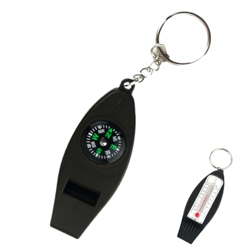 Survival Compass-Keychain de Silbato de Seguridad multifunción, Herramienta de Viaje al Aire Libre | Shistle de Emergencia Fuerte con Lupa de termómetro, Equipo portátil para Senderismo, Campa