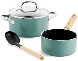 GreenPan Cookware Set, Non Stick, Toxin Free Ceramic Cookware Set - Induction & Oven Safe Cookware - 3 pcs, Blue