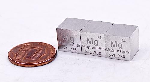 Image of 0.39 inch 10mm Magnesium Metal Cube Mg up to 99.9% Pure Periodic Table Element Engraved Density Collection Science Education Display Block Cube + Acrylic Case Box - 1PC