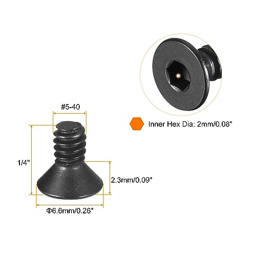 uxcell #5-40x1/4" Flat Head Socket Cap Screws - Image 2