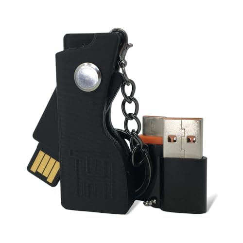 HOLDTAG Funda para Yubikey con Llavero y Adaptadores compatible con YubiKey 5 NFC y 5C NFC, Case Yubico Tipo C y Tipo A, Cover y Carcasa Protectora (No Incluye Llave Autenticación de Seguridad)