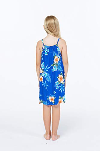 Image of Matchable Family Hawaiian Luau Men Women Girl Boy Clothes in Hibiscus Blue