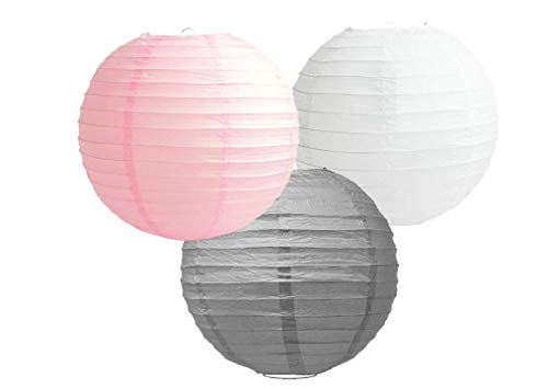 Paper Lanterns Mix Color Packs of 3 Round Paper Lanterns Lampshade Party Decorations (Baby Pink Shade, 8" (20 Cm))