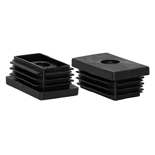 Image of Flyshop Black M8 Threaded Tube End Plastic Rectangle Blanking Caps | 30 mm x 50 mm, 4 Pcs