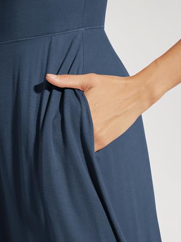 Image of ODODOS Square Neck Midi Dress with Pockets for Women Summer Casual Sleeveless Sundress Flare Tank Dress