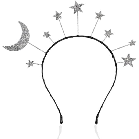 Oarkive Galaxy Headband Moon and Star Accessories - Silver Headpiece for Kids, Adults, Solar System, Halloween & Christmas Costumes Cover