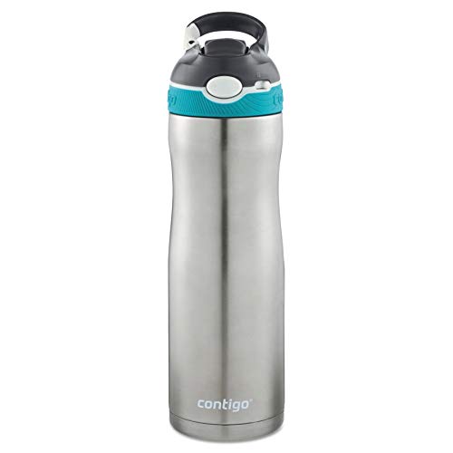 Contigo Stainless Steel Water Bottle | Vacuum-Insulated Water Bottle | Autospout Ashland Chill Water Bottle, 20 Oz, Stainless/ Scuba, Set of 1