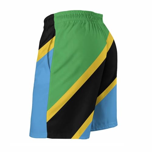Adugen Origei Tanzania Flag Shorts Surf Men's Beach Swim Trunk4
